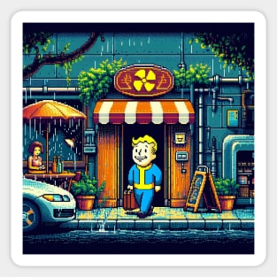 Pixel Art VaultBoy Tokyo City 2048 Sticker